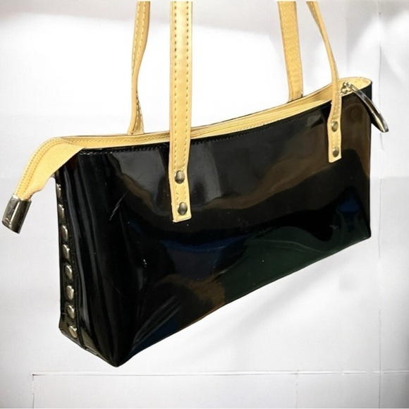 🌻Beijo Black Patent Studded Small Handbag Shoulder Bag Clutch - Picture 7 of 11